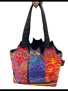 Laurel Burch Women’s Multicolor Cat Print Zip Tote